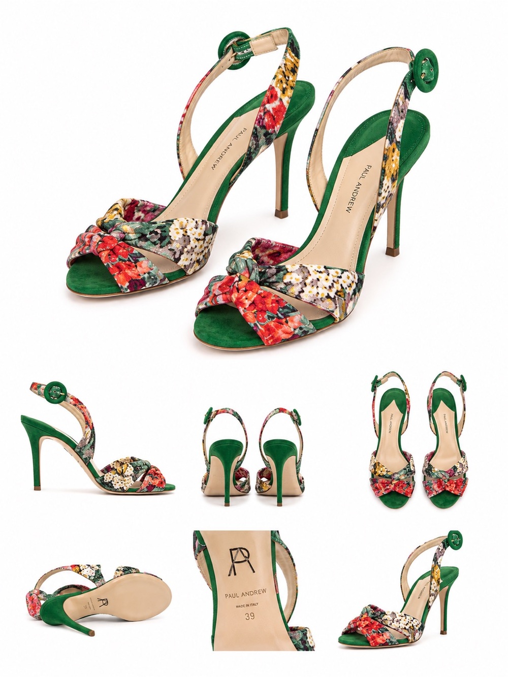 Paul Andrew Women's Floral Green Sandals - Picture 2 of 16
